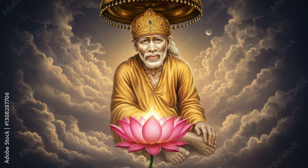 Obraz premium Sai Baba Indian God background