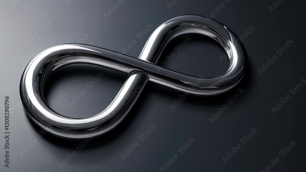 Polished metallic infinity symbol on a gradient dark background representing endless possibilities Polished metallic infinity symbol on a gradient dark background representing endless possibilities