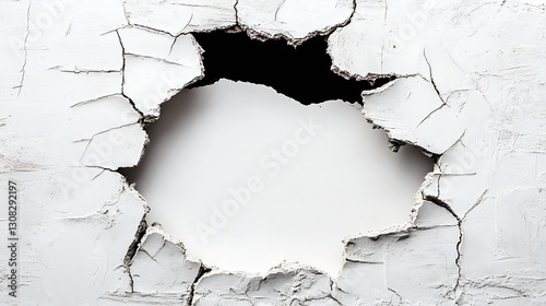 Damaged Wall with Blackened Circular Hole Revealing Blank Area for Artistic Projects or Remodelling Ideas : Generative AI