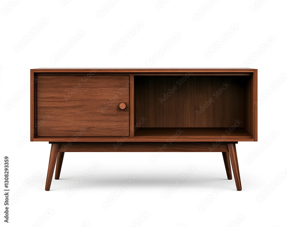 Elegant Wooden TV Stand with Drawer and Open Shelf for Stylish Storage : Generative AI Elegant Wooden TV Stand with Drawer and Open Shelf for Stylish Storage : Generative AI