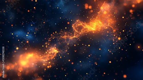 Dynamic Flow of Light Particles Creating a Vibrant Cosmic Appearance : Generative AI