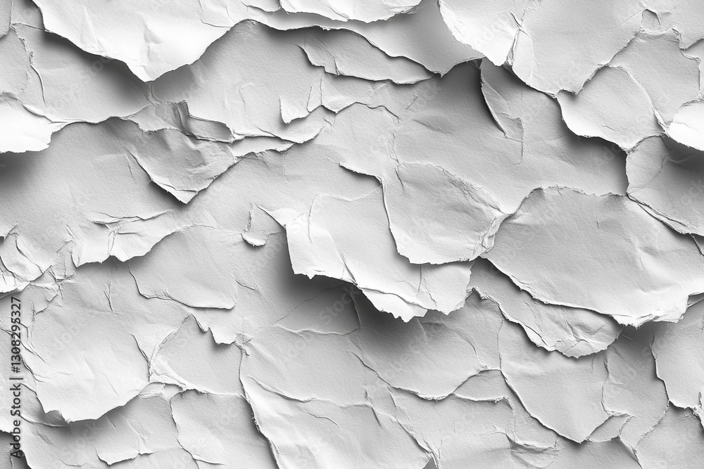 Crumpled white paper texture with layered folds and shadows, creating dynamic visual effect. Ideal for backgrounds or artistic projects Crumpled white paper texture with layered folds and shadows, creating dynamic visual effect. Ideal for backgrounds or artistic projects