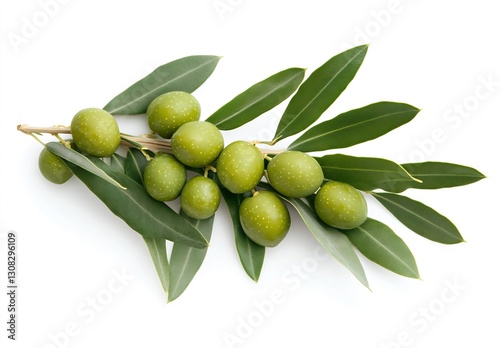 Wallpaper Mural Fresh Green Olives with Olive Leaves on a Branch Displayed for Culinary Use : Generative AI Torontodigital.ca