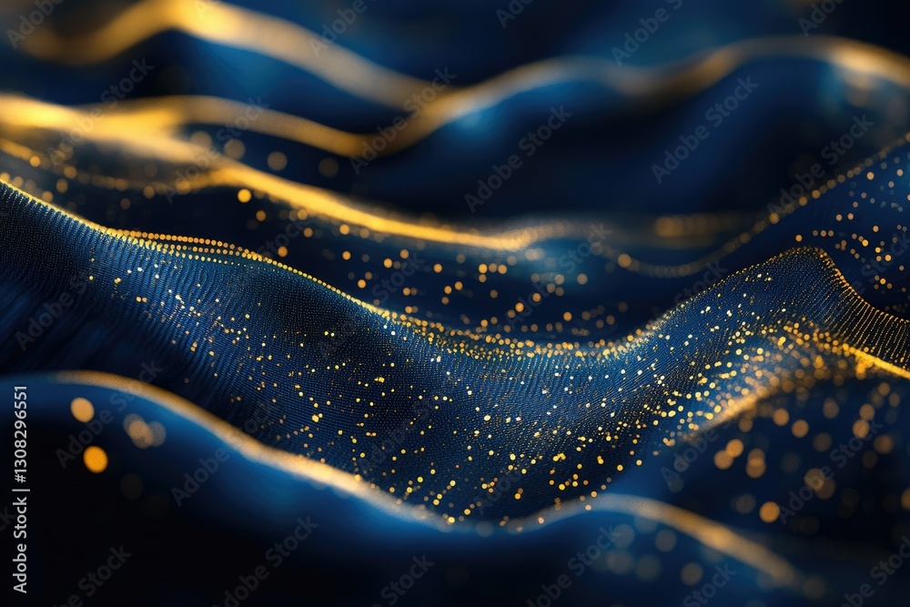 High Definition Picture of Blue Gold Abstract Wave Lines Background, High Detail, 8K High Definition Picture of Blue Gold Abstract Wave Lines Background, High Detail, 8K