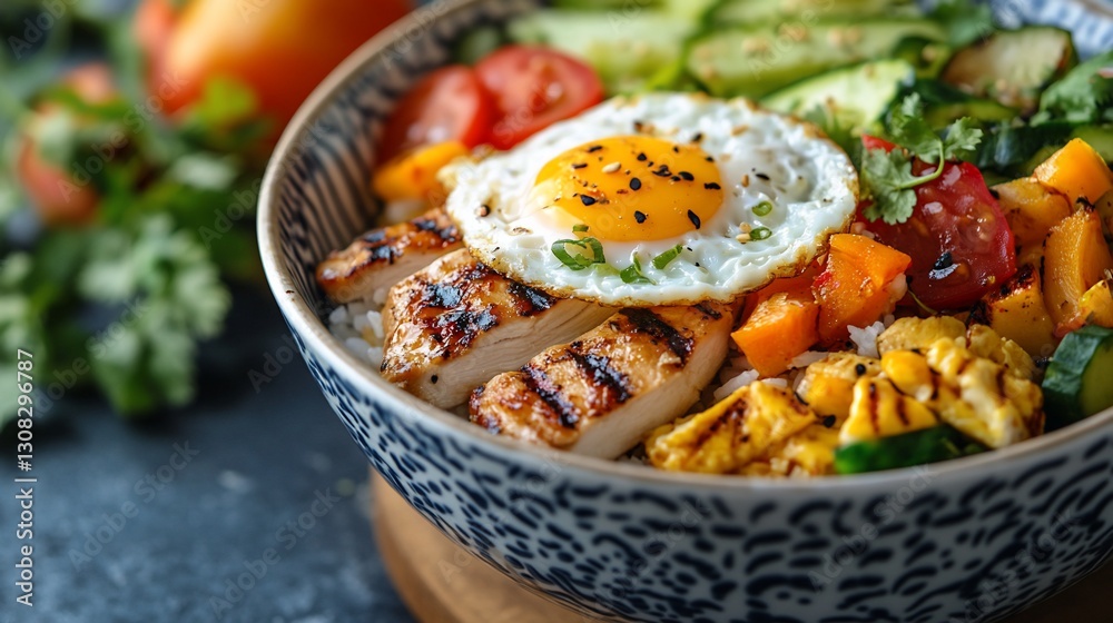 Delicious Grilled Chicken and Vegetable Rice Bowl Delicious Grilled Chicken and Vegetable Rice Bowl