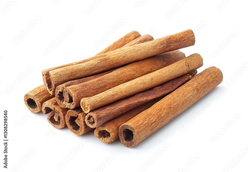 Cinnamon Sticks Pile on White Background Perfect for Culinary and Aromatherapy Uses : Generative AI Cinnamon Sticks Pile on White Background Perfect for Culinary and Aromatherapy Uses : Generative AI