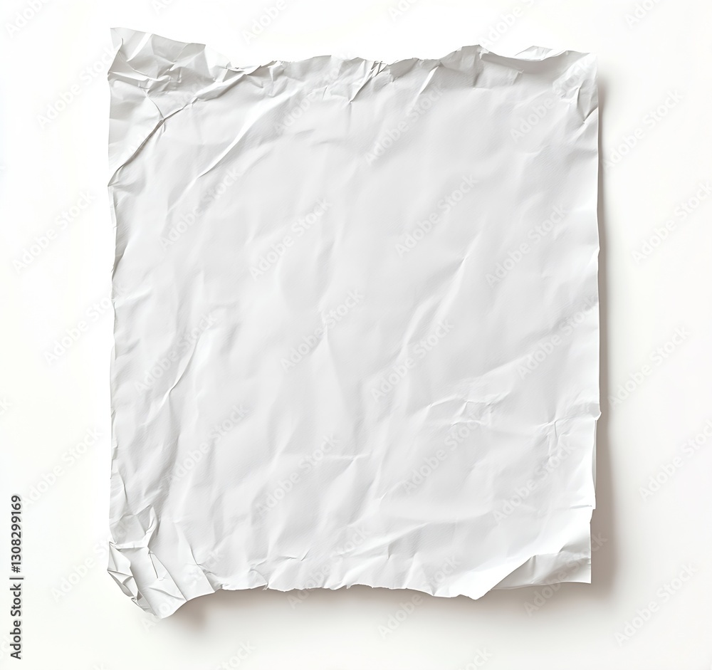 Crumpled white paper on a light background showcasing texture for artistic design and creative projects : Generative AI Crumpled white paper on a light background showcasing texture for artistic design and creative projects : Generative AI