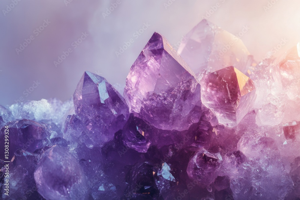 A mesmerizing cluster of amethyst crystals, showcasing vibrant purple hues and intricate formations. A mesmerizing cluster of amethyst crystals, showcasing vibrant purple hues and intricate formations.