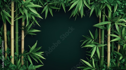 Lush Bamboo Frame with Dark Background for Creative Designs