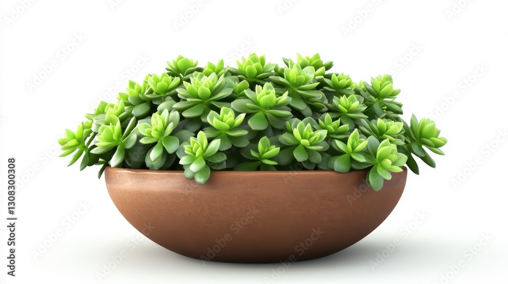 Obraz premium Lush Green Succulent Plant Arrangement in Clay Pot on White Surface