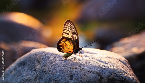 butterfly on stone photo