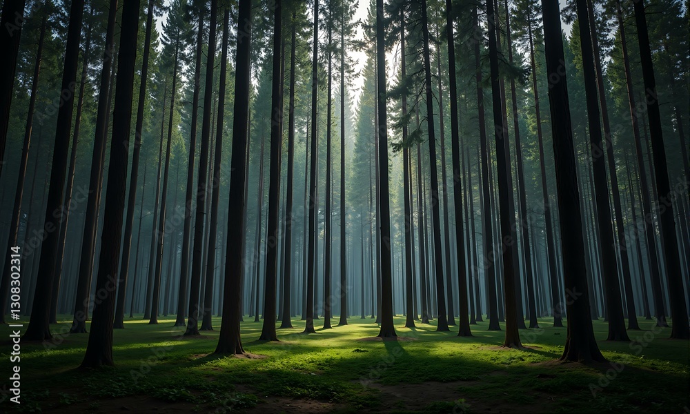 Obraz premium 一片翠林的光影交错