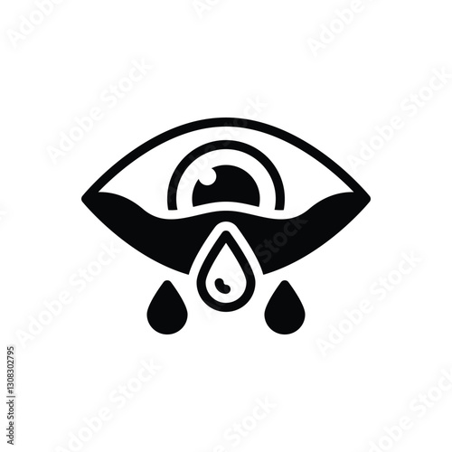 Black solid icon for cry