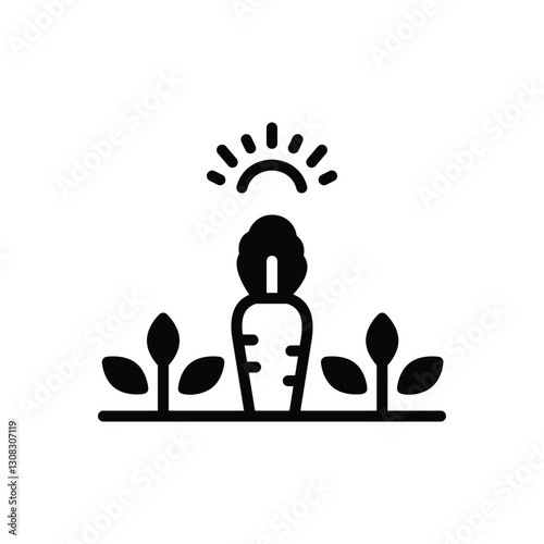 Black solid icon for vegetable garden