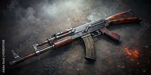 rifle on rusty background
