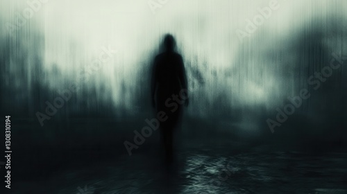 Walking through an abstract realm of fear and shadows with mysterious silhouettes in dark tones Generative AI photo