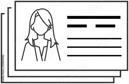 ビジネス用アイコン「女性が描かれた重なった名刺」