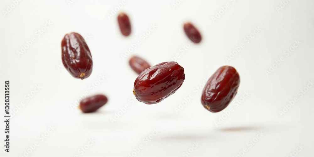 Big dates isolated. Dry date fruits heap, medjool, medjoul or majhool, royal dates with green leaves on white background