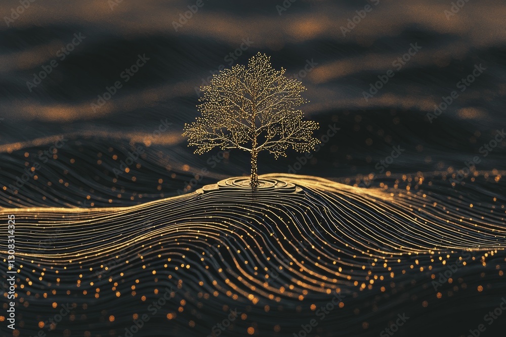 © Kanisorn - Single, graceful tree emerging from a pile of coins, illustrating concepts of social innovation and eco-friendly finance.