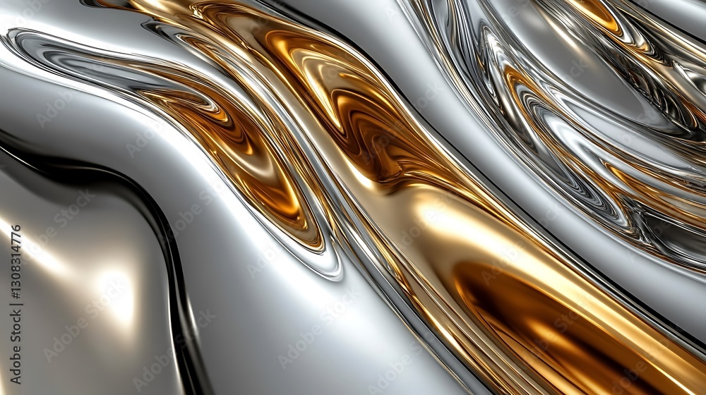 Abstract flowing gold and silver metallic liquid. Abstract flowing gold and silver metallic liquid.