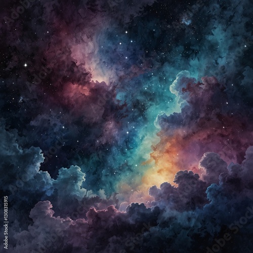 Mystical Night Sky and Dreamy Mountain Landscape