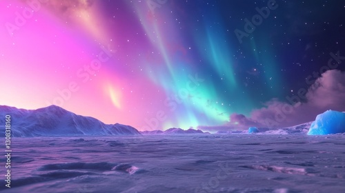 Wallpaper Mural Aurora borealis over icy landscape at dawn Torontodigital.ca