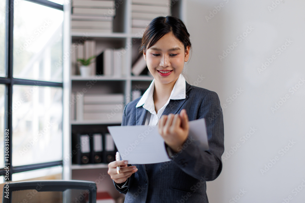 Business Documents, Auditor business asian woman checking searching document legal prepare paperwork or report for analysis TAX, accountant Documents data contract partner deal in workplace office.
Business Documents, Auditor business asian woman checking searching document legal prepare paperwork or report for analysis TAX, accountant Documents data contract partner deal in workplace office.