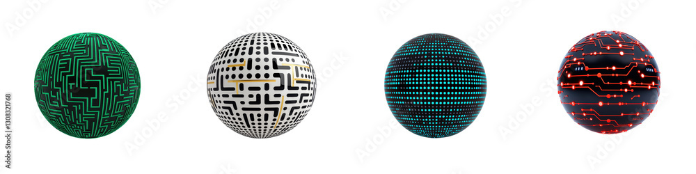 Striking and vibrant image depicting a collection of colorful futuristic geometric spheres that showcase digital technology interconnected patterns and a conceptual modern aesthetic Striking and vibrant image depicting a collection of colorful futuristic geometric spheres that showcase digital technology interconnected patterns and a conceptual modern aesthetic