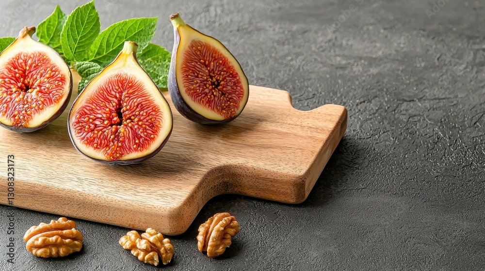Discover the Delightful World of Figs A Visual Journey Through Fresh, Ripe, and Delicious Fruits Served on a Wooden Cutting Board, Complemented by Green Mint Leaves and Nutritious Walnuts Explore the Discover the Delightful World of Figs A Visual Journey Through Fresh, Ripe, and Delicious Fruits Served on a Wooden Cutting Board, Complemented by Green Mint Leaves and Nutritious Walnuts Explore the
