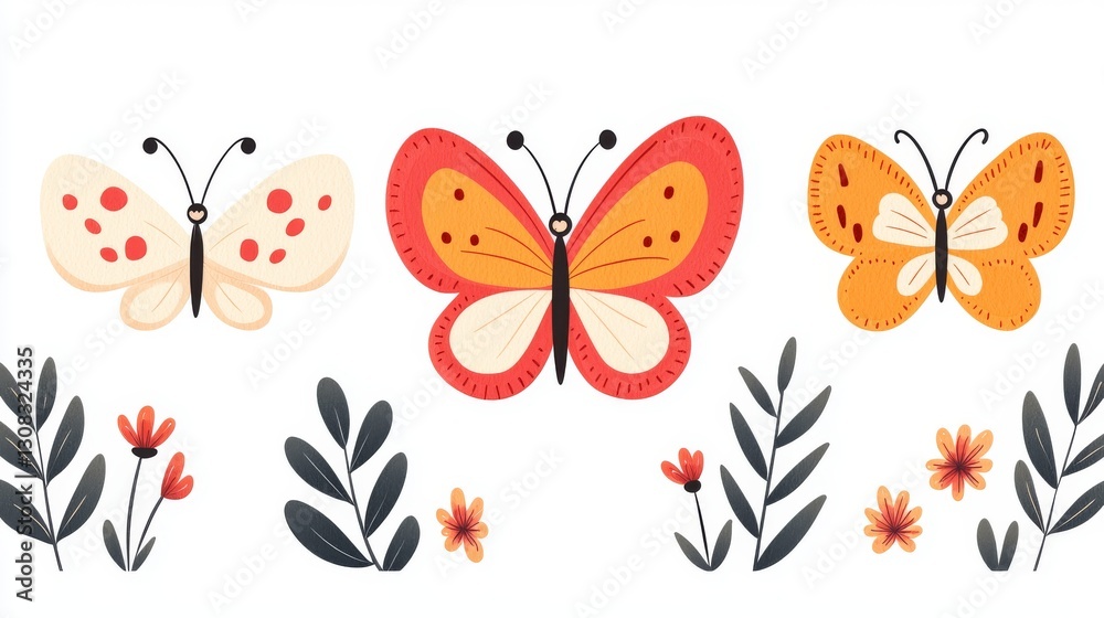 Colorful butterfly art display nature scene digital illustration bright and cheerful environment Colorful butterfly art display nature scene digital illustration bright and cheerful environment