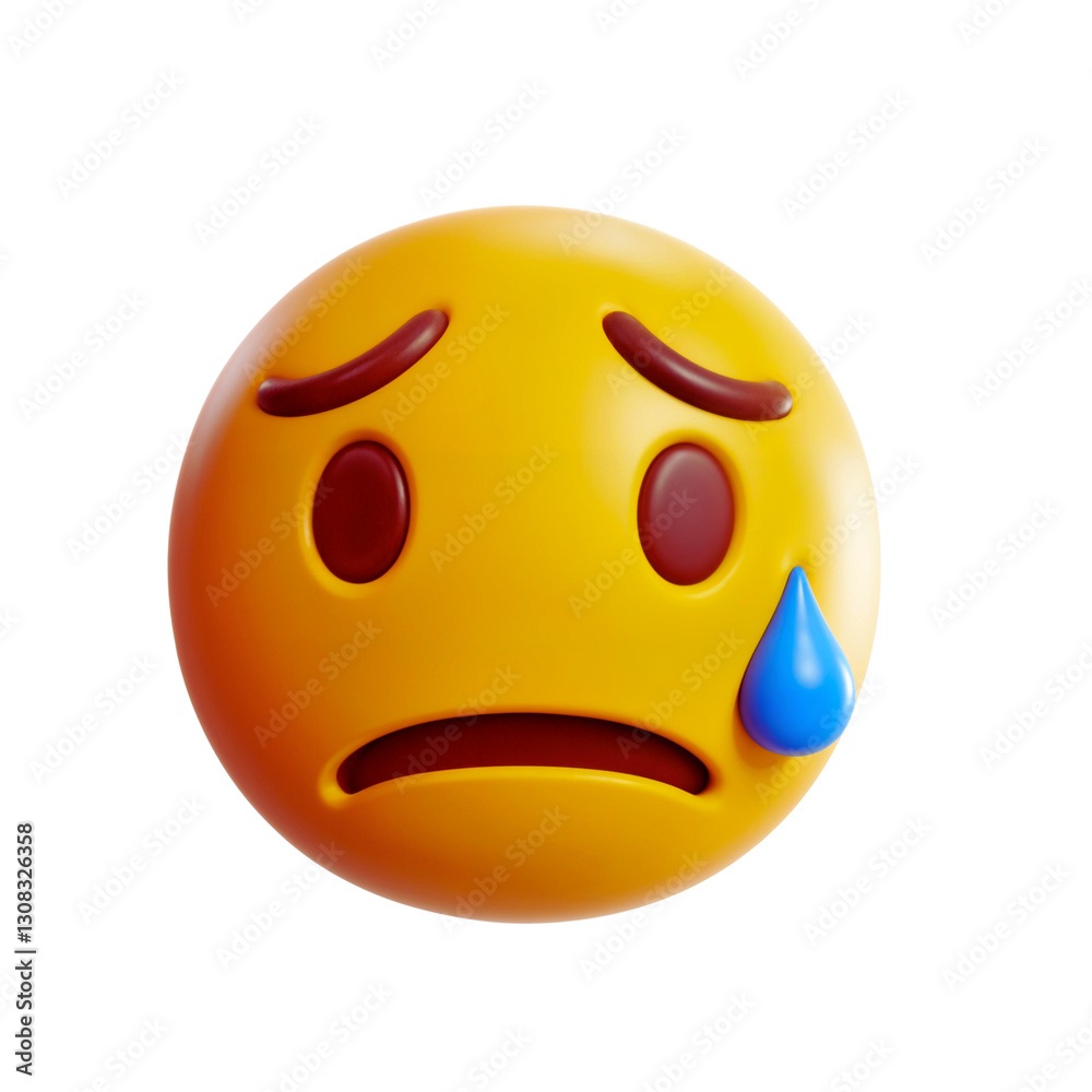 Sad Face Emoji with Tear Symbolizing Heartbreak and Despair Sad Face Emoji with Tear Symbolizing Heartbreak and Despair
