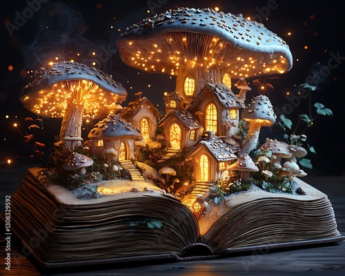 Enchanted Mushroom Village for Open Book. photo