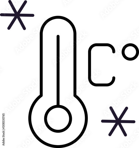 Thermometer with Snow Minimalistic Sign for Web and Graphic Design, Apps, Banners, Social Network and Cards