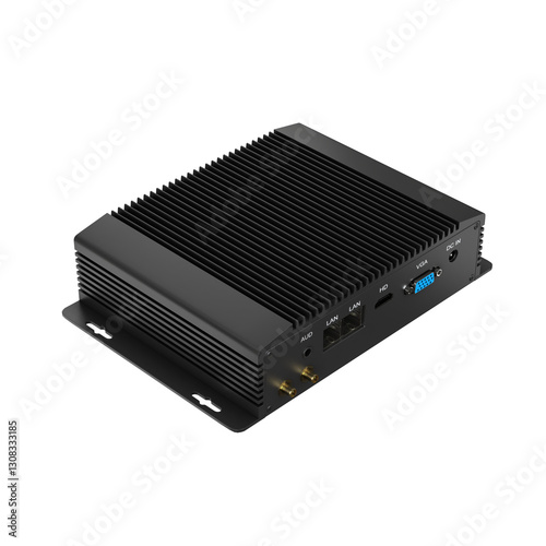 Fanless Industrial Computer 3D render for mockup