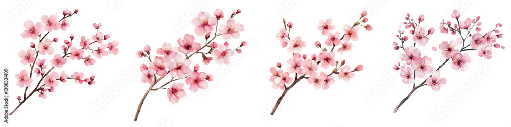 Delicate pink cherry blossom flowers blooming on tree branches in a serene springtime landscape The soft ethereal blossoms symbolize renewal beauty and the fleeting nature of life This natural Delicate pink cherry blossom flowers blooming on tree branches in a serene springtime landscape The soft ethereal blossoms symbolize renewal beauty and the fleeting nature of life This natural