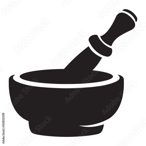 Mortar and pestle silhouette icon vector illustration design