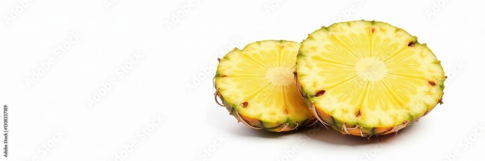 Whole pineapple, half-cut pineapple, isolated white background, whole, natural, nutrition Whole pineapple, half-cut pineapple, isolated white background, whole, natural, nutrition