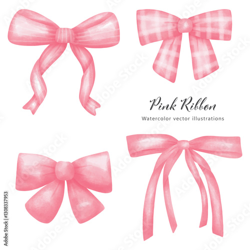 Hand drawn pink coquette bow vector illustration