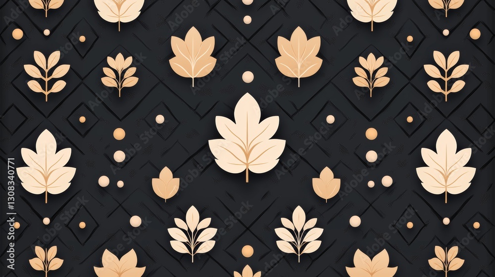 Autumn leaves design black background digital art modern aesthetic top-down view nature theme