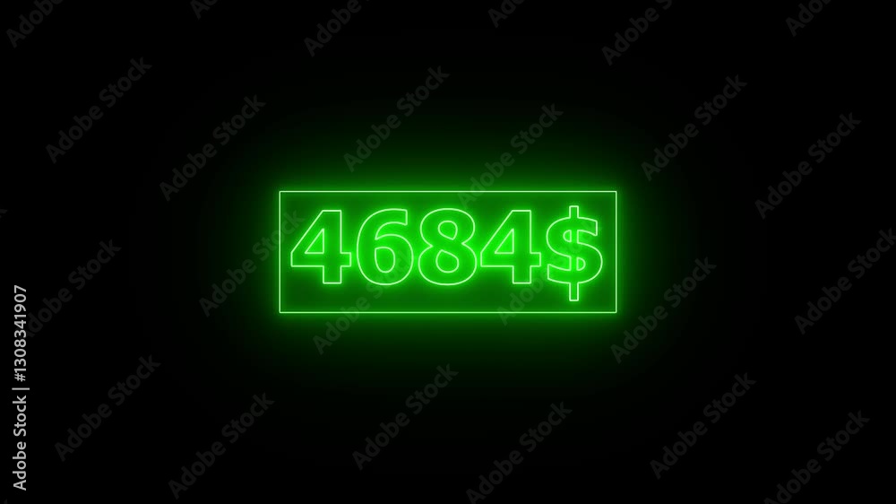 8.4 K dollar counter animation. 8.4 K counting animation. Counting money and digits increasing. Motion graphic. Counting Numbers from 0 to 8,400 on a transparent background with alpha channel