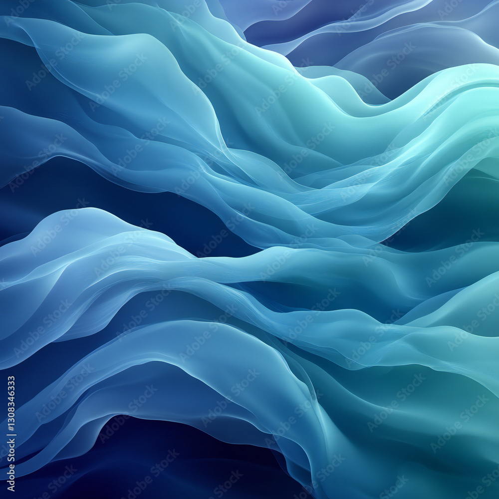 Obraz premium A serene abstract background with smooth flowing gradients in blues and greens