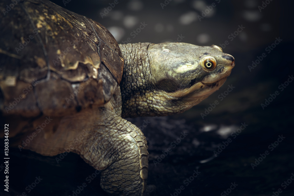 Fototapeta premium The Australian Eastern Short-necked turtle or Emydura macquarii is&nbsp;a common turtle found in rivers in eastern Australia.&nbsp;