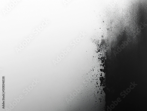 Abstract gradient transition from white to black with scattered particles creating a dynamic effect