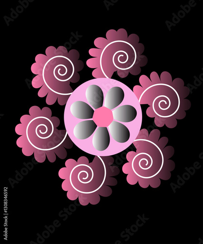 abstract background with circles design Round frame made of on black background