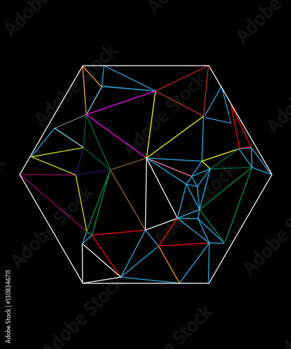 abstract geometric shape with a network line and dots technology background
