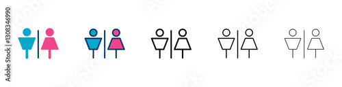 Toilet icon vector isolated on white background. Toilet sign. Man and woman restroom icon vector. Male and female icon