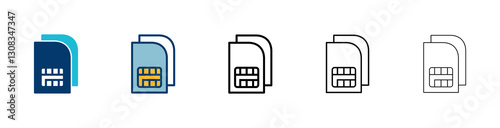 Sim card icon vector isolated on white background. Mobile sim icon. Mobile cellular phone sim card chip.