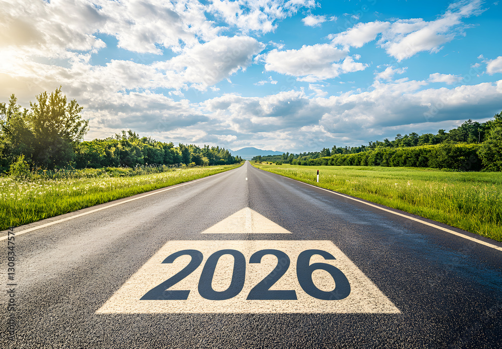 custom made wallpaper toronto digitalEmpty asphalt road and sky with with 2026 written