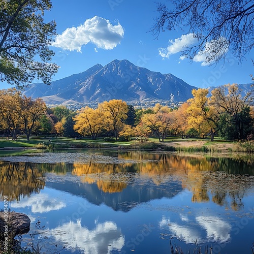 Autumnal Mountain Pond Reflection photo