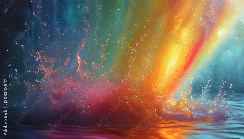 Naklejka premium Rainbow Water Splash